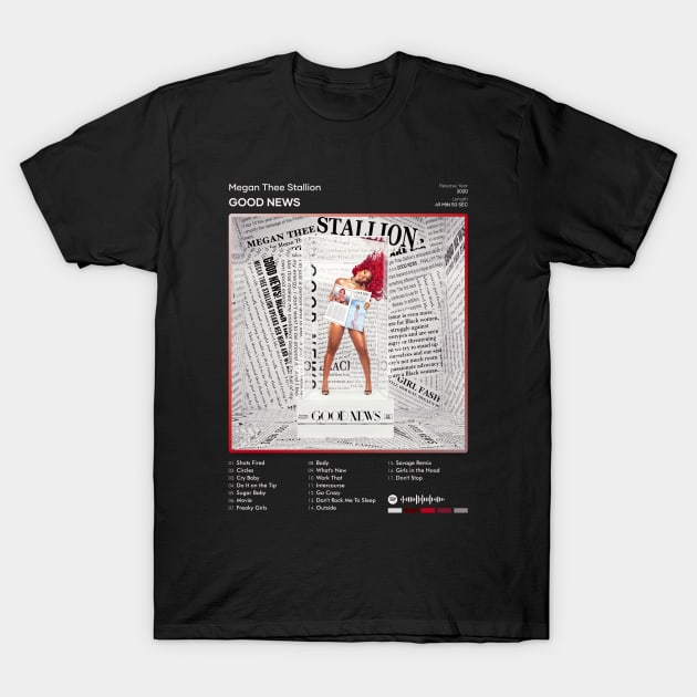 Megan Thee Stallion - Good News Tracklist Album T-Shirt by 80sRetro